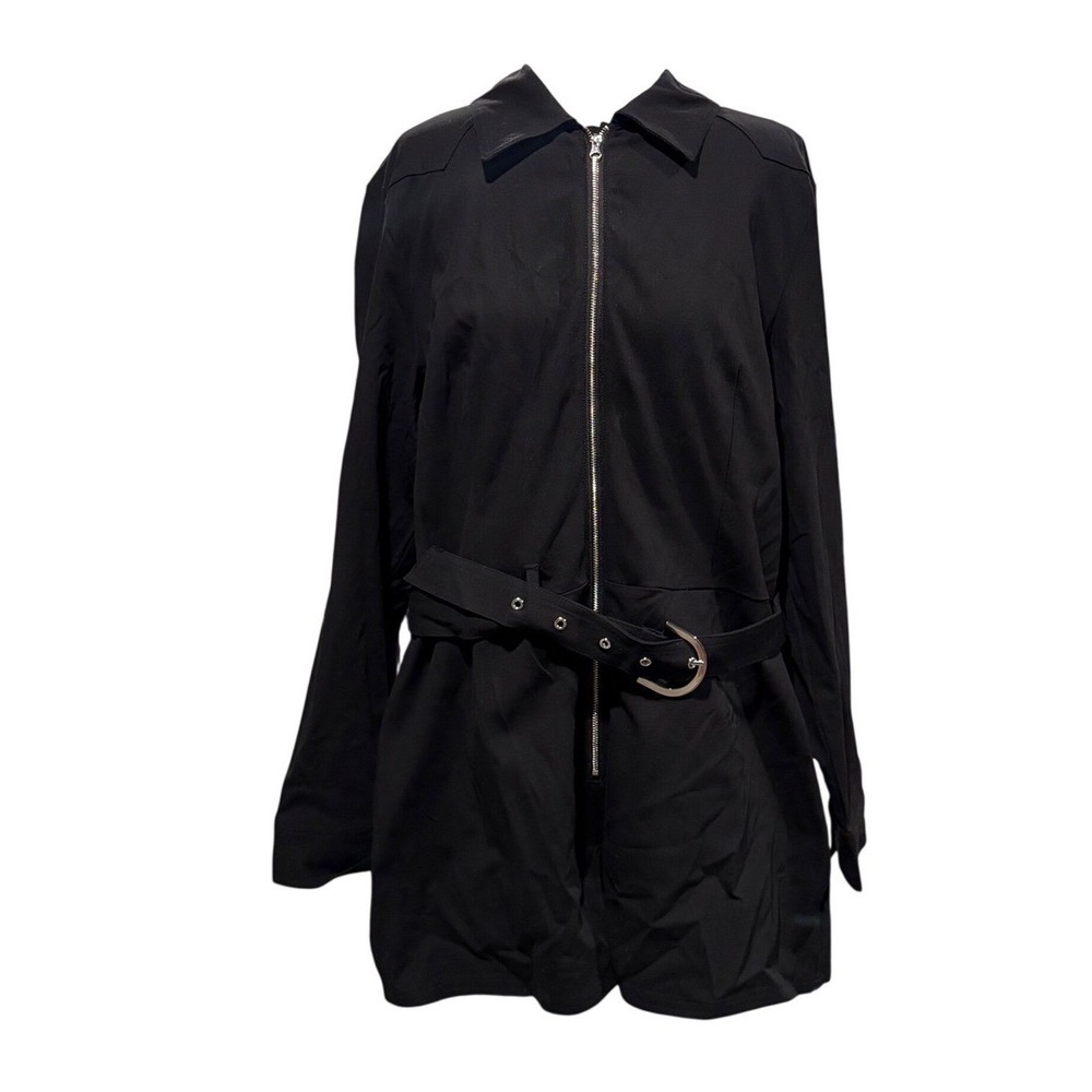 Rainbow Fringe Romper Black Long Sleeve Belted XL NWT Zipper Belt Pride Club